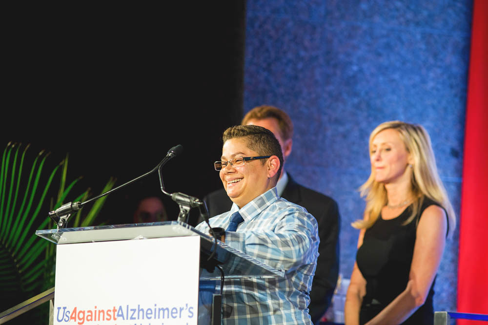 Springfieldian Daisy Duarte, above, receives the 2017 Bea Lerner Valor Award for her national advocacy work and care for her mother who is living with early onset Alzheimer’s. Duarte received the award from nonprofit UsAgainstAlzheimer’s on Oct. 4 at the National Alzheimer’s Summit in Washington, D.C.