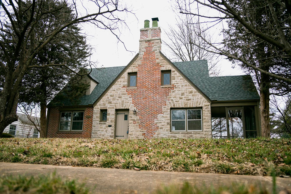 Uniquely mixing brick and stone was a trademark of Bissman, as seen in this home in University Heights.