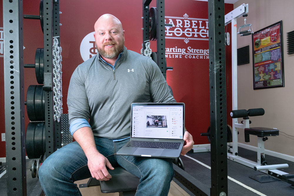 DIGITAL FITNESS: Matt Reynolds brings the gym to trainees’ homes through his online strength coaching tool.
