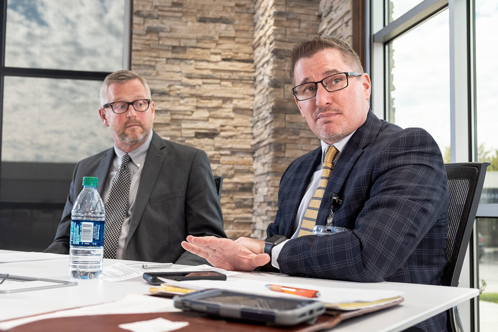 C.J. Davis, CEO of Burrell Behavioral Health, right, and Clay Goddard, director of the Springfield-Greene County Health Department, agree depression and anxiety are the leading cause of referrals.