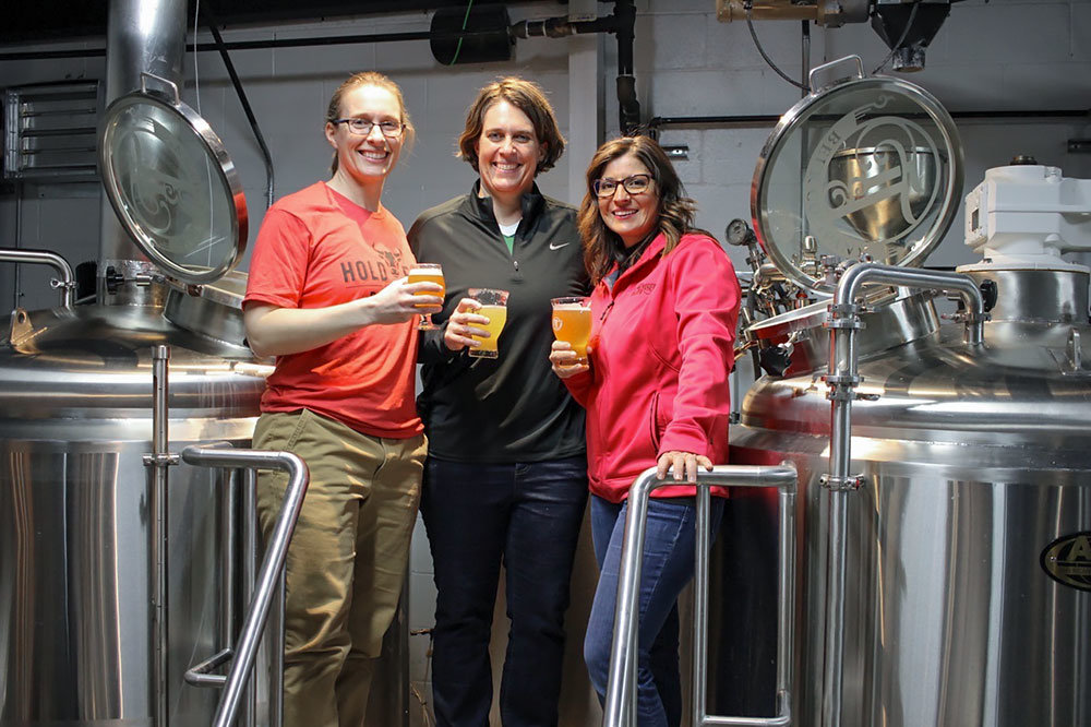Sisters Carol and Susan McLeod of Hold Fast Brewing and Jen Leonard with Tie & Timber Beer Co. join forces on a beer collaboration.