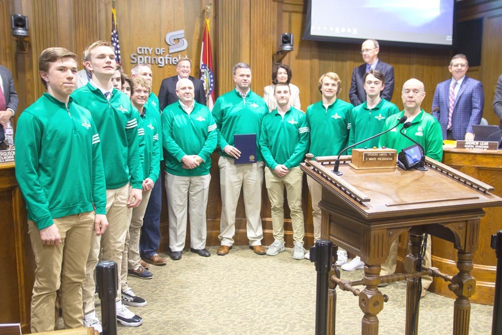 Hardwood Hardware
Springfield City Council on March 25 honors the Springfield Catholic High School Fightin’ Irish for their second-place finish in the Class 3 state tournament.