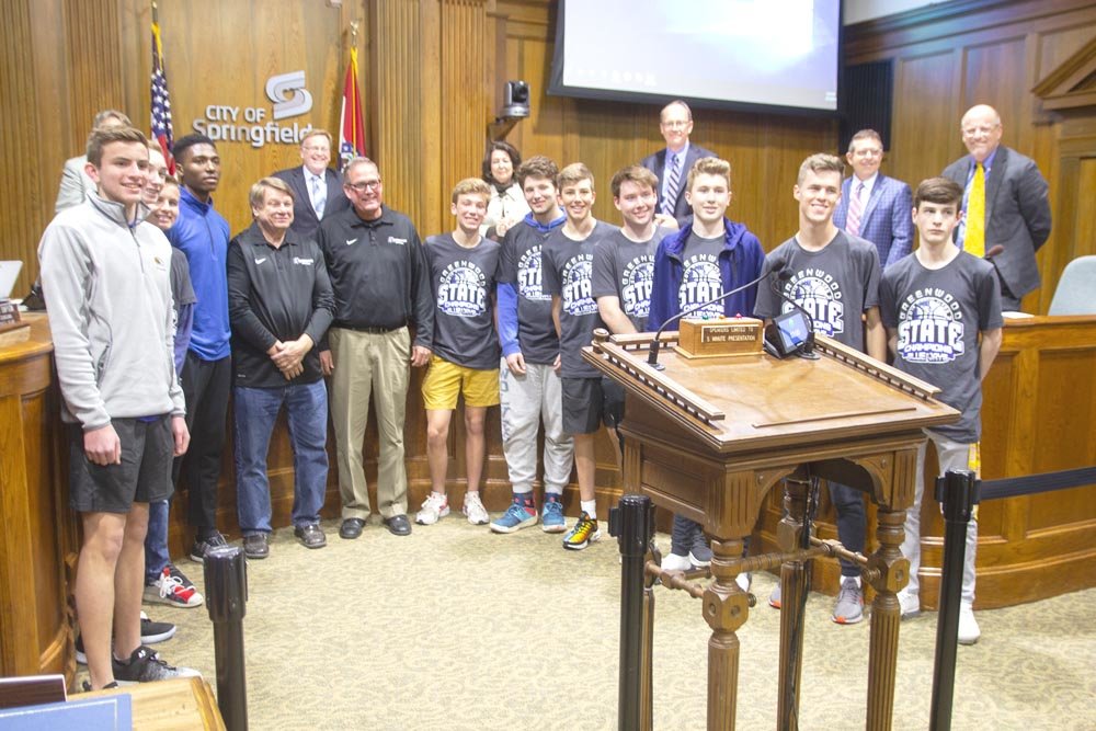 Hardwood Hardware
Springfield City Council on March 25 honors the Greenwood Laboratory School Blue Jays for their Class 2 state title.
