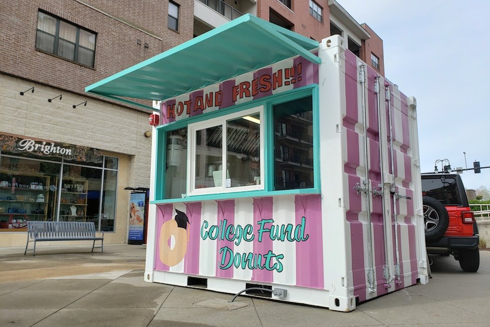 College Fund Donuts operates in a shipping container at Branson Landing.