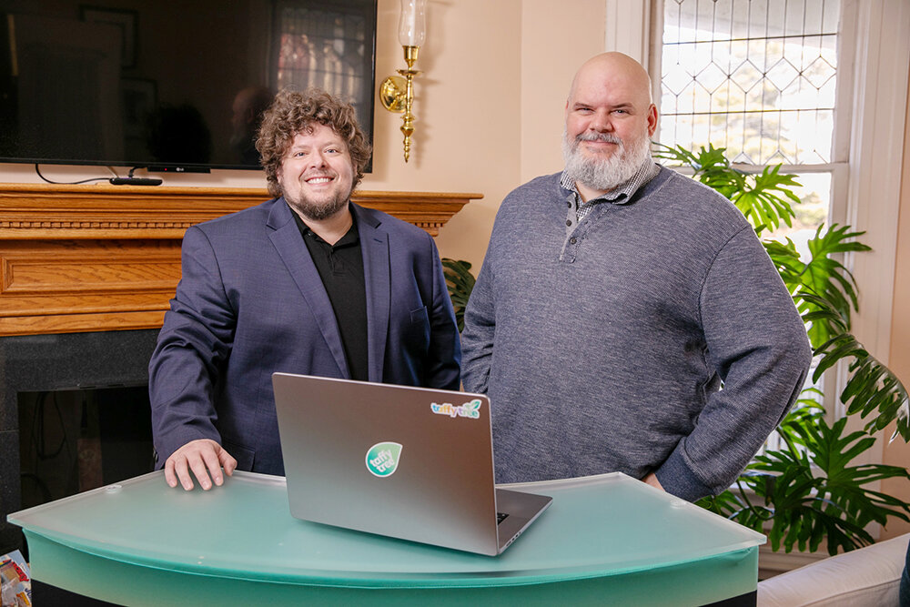 Carefully Crafted co-founders Scott Blevins, left, and Brad Jones plans to launch their Taffy Tree AI-based business platform in beta form on Jan. 1, 2024.