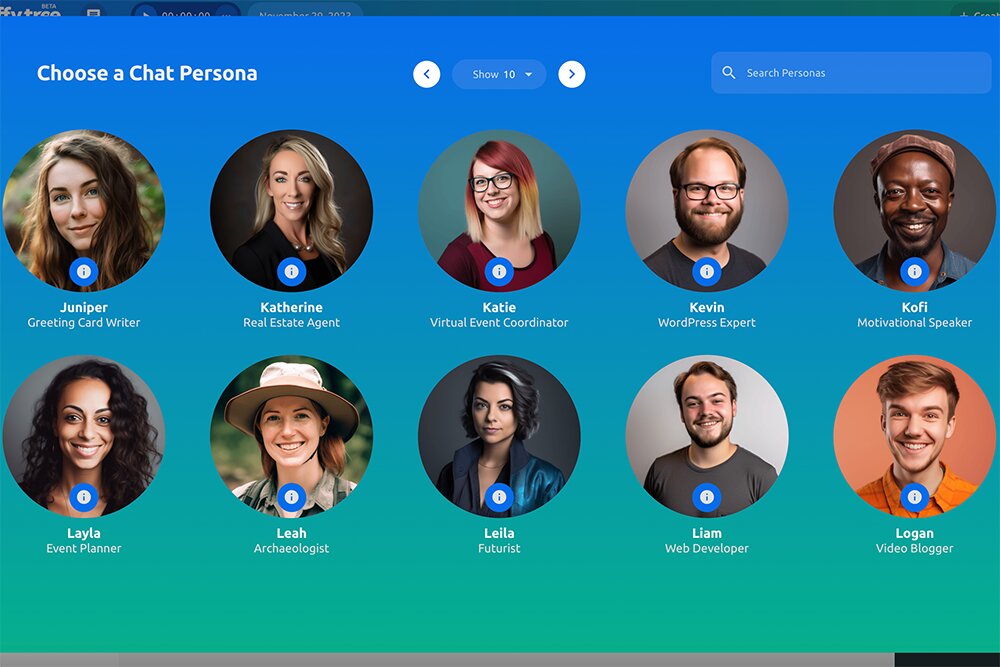 Taffy tree, which is scheduled to launch next month, customizes personas for business use.